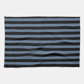 Linge De Cuisine Bleu gris et noir rayures (Horizontal)