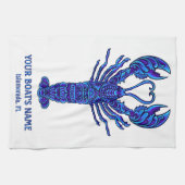 Linge De Cuisine Bleu Homard Nautique Pêcheur Nom du bateau (Horizontal)