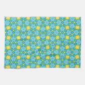 Linge De Cuisine Bleu jaune Abstrait (Horizontal)