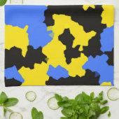 Linge De Cuisine Bleu Jaune Noir Conception abstraite (Plié)