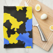 Linge De Cuisine Bleu Jaune Noir Conception abstraite (Quart Plié)