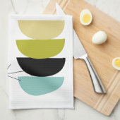 Linge De Cuisine Bleu Jaune Vert Noir Géométrique Scandinave (Quart Plié)