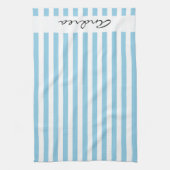 Linge De Cuisine Bleu, Lignes, Motif rayé, Votre Nom (Vertical)