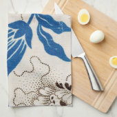 Linge De Cuisine Bleu magnifique avec imprimé floral broché | Servi (Quart Plié)