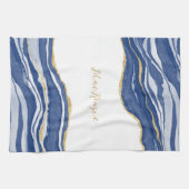 Linge De Cuisine Bleu Marbre Agate Parties scintillant or Personnal (Horizontal)