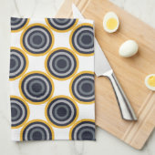 Linge De Cuisine Bleu marine abstrait sans couture, gris, cercles (Quart Plié)