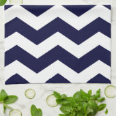 Linge De Cuisine Bleu marine et blanc Chevron (Plié)
