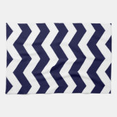 Linge De Cuisine Bleu marine et blanc Chevron (Horizontal)