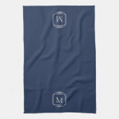Linge De Cuisine Bleu Marine | Monogramme de cadre classique (Vertical)