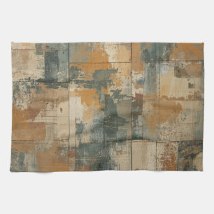 Linge De Cuisine Bleu marine orange brûlé bois rustique patiné
