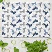 Linge De Cuisine Bleu mignon Dachshunds en Damask (Plié)