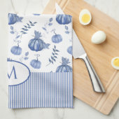 Linge De Cuisine Bleu | Motif de patchs de Citrouille aquarelle bla (Quart Plié)