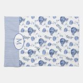 Linge De Cuisine Bleu | Motif de patchs de Citrouille aquarelle bla (Horizontal)