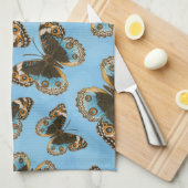 Linge De Cuisine Bleu motif papillon Pansy (Quart Plié)