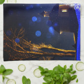 Linge De Cuisine Bleu Noël blanc arbres vacances (Plié)