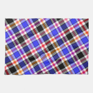 Linge De Cuisine Bleu Noir Flanelle Multicolore Carreaux Tartan