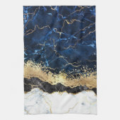 Linge De Cuisine Bleu noir Marbre blanc (Vertical)