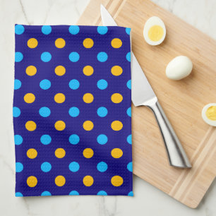 Linge De Cuisine Bleu Nuit Jaune Cyan Dessin à pois