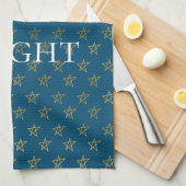 Linge De Cuisine Bleu Or étoiles brillant (Quart Plié)