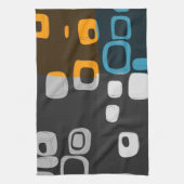 Linge De Cuisine Bleu, orange, gris rétro Art Abstrait (Vertical)