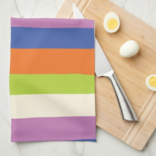 Linge De Cuisine Bleu, orange, violet, vert et (Quart Plié)