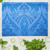 Linge De Cuisine Bleu Oriental Peacock Birds (Plié)