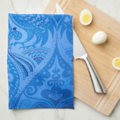 Linge De Cuisine Bleu Oriental Peacock Birds (Quart Plié)
