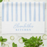 Linge De Cuisine Bleu Pastel<br><div class="desc">Réjouissez-vous d'un style merveilleux avec cette serviette de cuisine personnalisée de charme ! Dotée de délicates rayures d'aquarelle bleue,  cette serviette ajoute une touche d'élégance à toute cuisine. Customisez-le avec n'importe quel nom pour en faire le vôtre</div>