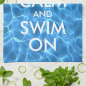 Linge De Cuisine Bleu Piscine Eau Calme et Baignade (Plié)