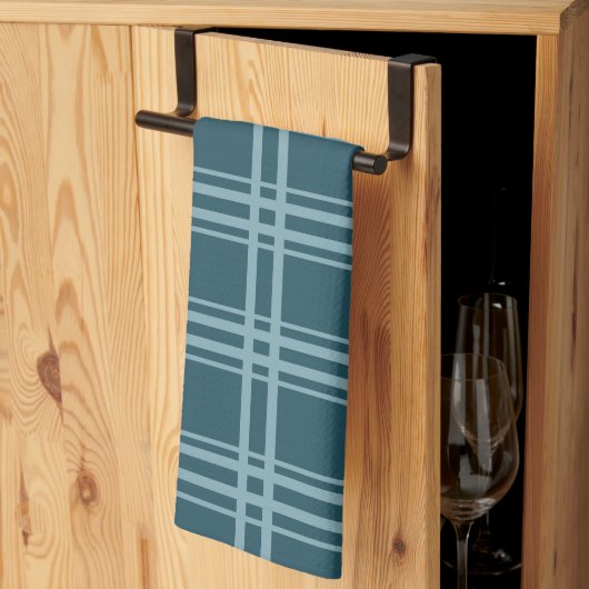 Linge De Cuisine Bleu plaid (Pliage en tiers)