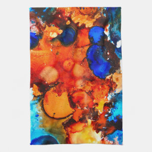 Linge De Cuisine Bleu planète galaxy aquarelle art cuisine serviett