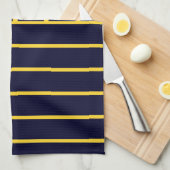 Linge De Cuisine Bleu profond et jaune (Quart Plié)