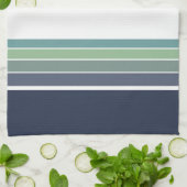 Linge De Cuisine Bleu rétro/mod et vert rayé (Plié)