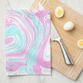 Linge De Cuisine Bleu rose et Turquoise Coton Bonbons Couleurs Marb (Quart Plié)