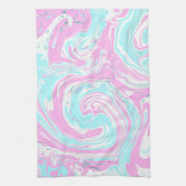 Linge De Cuisine Bleu rose et Turquoise Coton Bonbons Couleurs Marb (Vertical)