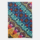 Linge De Cuisine bleu rose jaune Fleurs (Vertical)