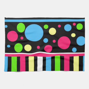 Linge De Cuisine Bleu rose Pois bleu rose vert