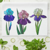 Linge De Cuisine Bleu, Rose, Purple Irises (Plié)