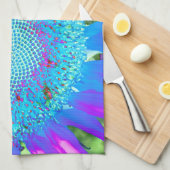 Linge De Cuisine Bleu rose rétro tournesol funky photo (Quart Plié)