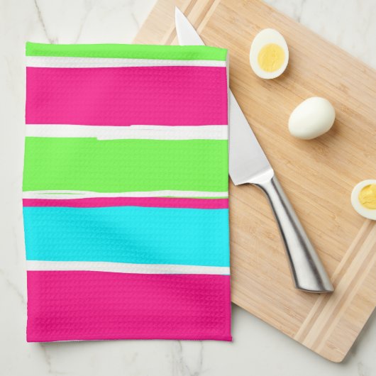 Linge De Cuisine Bleu rose vert (Quart Plié)