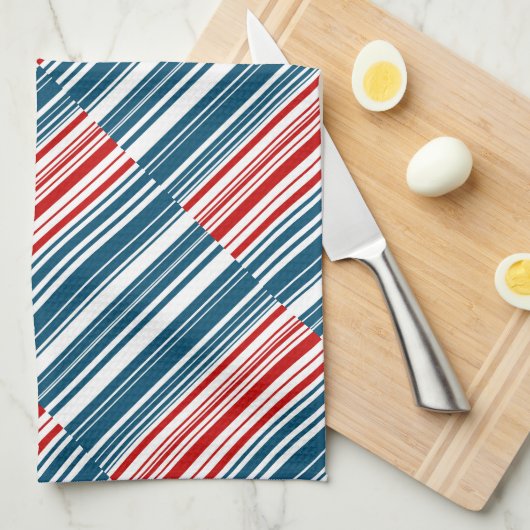 Linge De Cuisine Bleu rouge Blancs (Quart Plié)