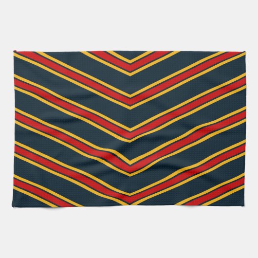 Linge De Cuisine Bleu rouge Chevron Stripes Planche à découper (Horizontal)