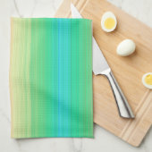 Linge De Cuisine Bleu rouge jaune vert rayures (Quart Plié)