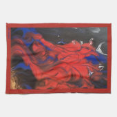 Linge De Cuisine Bleu rouge noir blanc acrylique Abstraite (Horizontal)