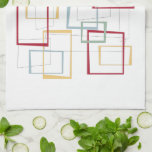 Linge De Cuisine Bleu Rouge Vert Jaune Carré Mi-siècle Rétro<br><div class="desc">Cette serviette de cuisine moderne branchée du milieu du siècle présente des carrés et des rectangles abstraits et des rectangles rouge foncé, bleu clair, vert tendre et jaune. Elle est mise en surbrillance par de minces carrés et rectangles noirs abstraits. Ajoutez un peu de plaisir rétro à votre décor de...</div>