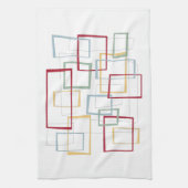 Linge De Cuisine Bleu Rouge Vert Jaune Carré Mi-siècle Rétro (Vertical)