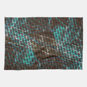 Linge De Cuisine Bleu rouille, rayures, petite brique ou grille