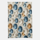 Linge De Cuisine Bleu rustique et Citrouilles neutres (Vertical)