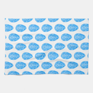 Linge De Cuisine Bleu Rustique Floral Oeuf de Pâques Linocut