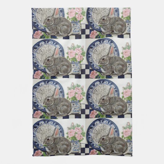 Linge De Cuisine Bleu Rustique Lapin Lapin Dedham Campagne Ferme (Vertical)